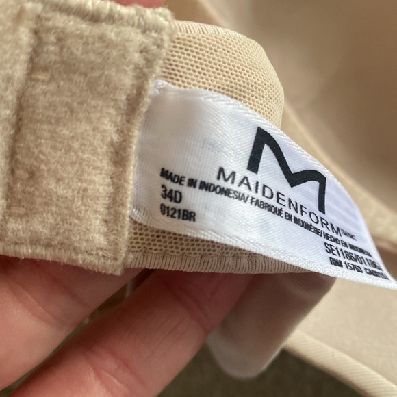 MAIDENFORM 0121br bra beige nude push up padded lace trim 34D - Picture 4 of 4